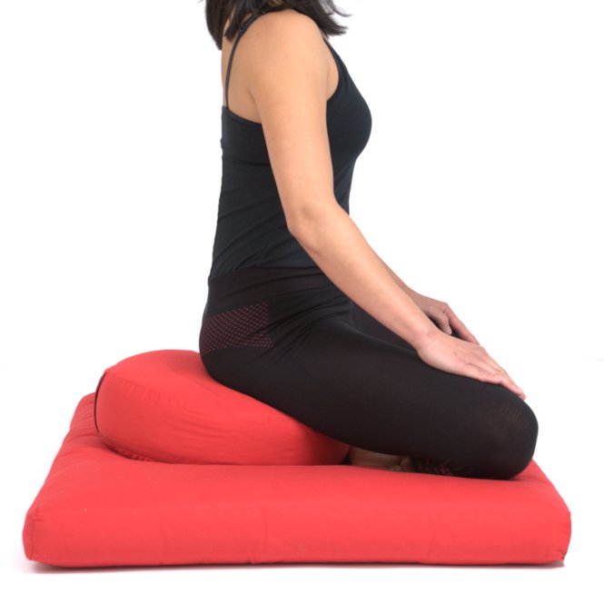 Coussin De Méditation Florensi Velours – Rempli De Sarrasin, 40x40x13 Cm, Vert Sauge