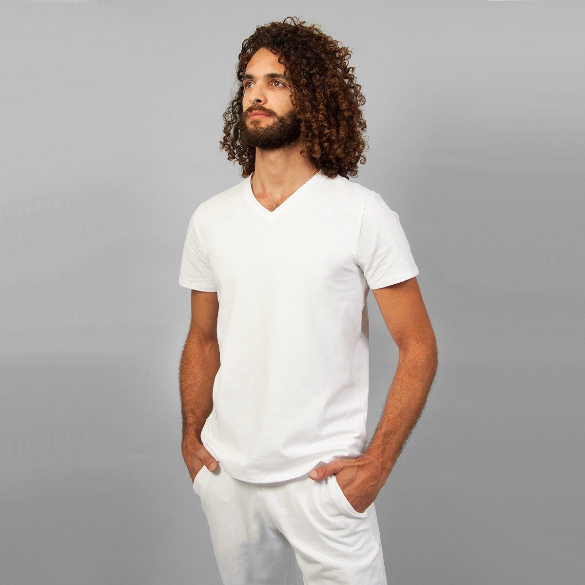 Chakra's Men's Yoga cotton printed black and white men's t-shirt