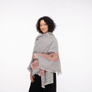 Ethno scarf meditation shawl bodhi manali beige-grey