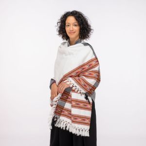Ethno scarf meditation shawl bodhi manali white