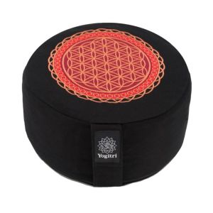 Coussin de Méditation ECO Raja Fleur de la Vie nuit noir