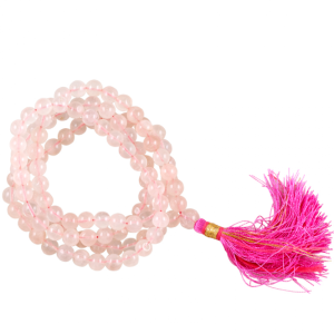 Mala Rose Quartz AA quality 108 beads + brocate bag