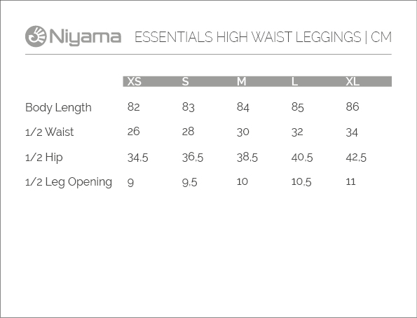 Niyama kledingtabel high waist leggings